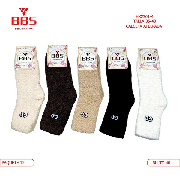 Calcetas afelpadas con ojitos bordados para mujer, 12 pares