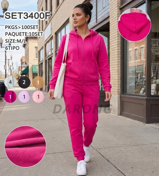 Conjunto de sudadera con cremallera y pantalón