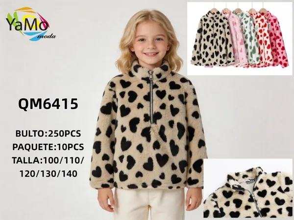 Chaqueta de felpa con estampado de corazones