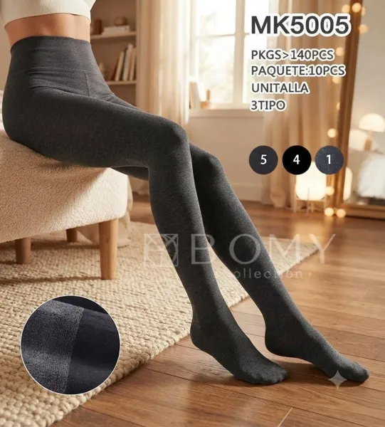 Pantimedias térmicas afelpadas de cintura alta para mujer
