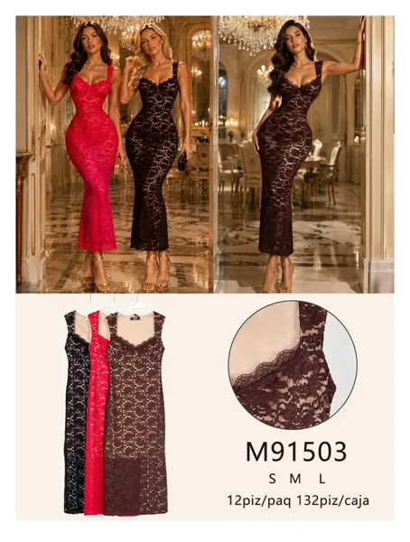 Vestido largo de encaje