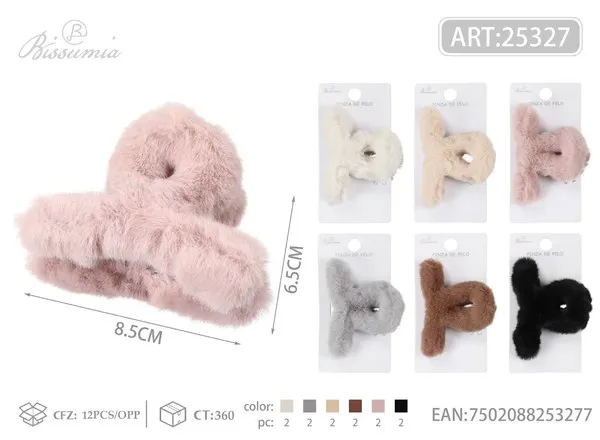 Pinza de cabello tipo garra de peluche en forma de Y 8.5 cm