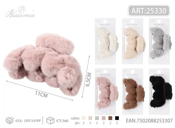 Pinza de cabello tipo garra de peluche ondulada 11 cm