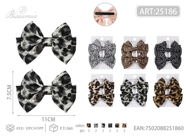 Moños para el cabello de doble capa con estampado animal print 11 cm, 2 piezas