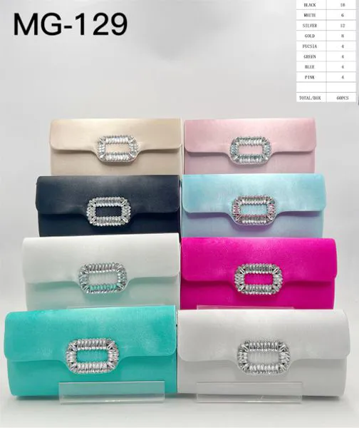 Bolso clutch de satén con hebilla rectangular de pedrería para mujer