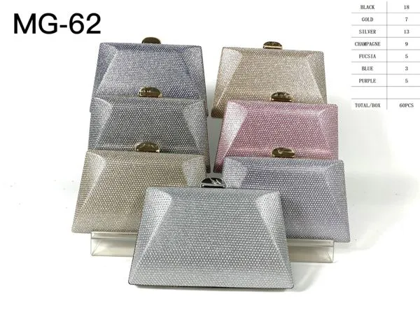 Clutch trapezoidal de microcristales con cierre metálico dorado