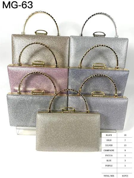Bolso de mano de fiesta con microcristales y asa metálica trenzada