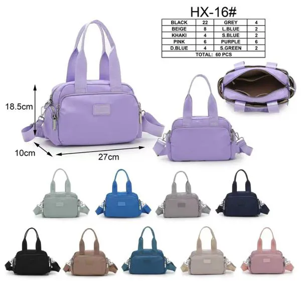 Bolsa de mano de nailon con correa bandolera y bolsillo frontal para mujer