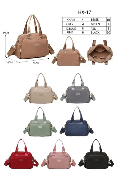 Bolsa de mano amplia de nailon con asas y correa cruzada desmontable