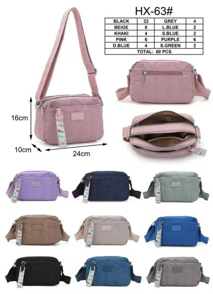 Bolsa bandolera acolchada de nailon con doble compartimento para mujer