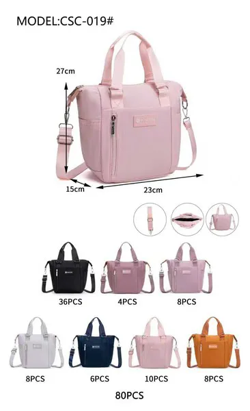 Bolsa de mano pequeña de nailon con asas cortas y correa cruzada para mujer