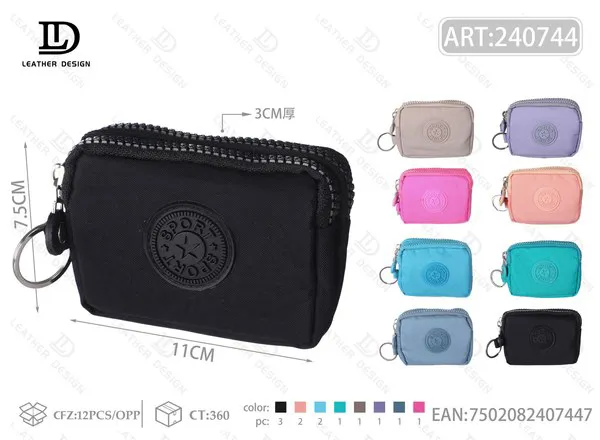 Monedero de nylon con doble cierre y parche Sport con llavero 11x7.5 cm