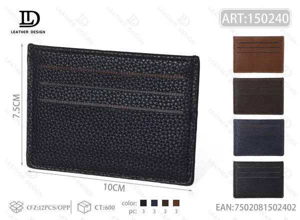 Tarjetero delgado de piel sintética texturizada para hombre 10x7.5 cm