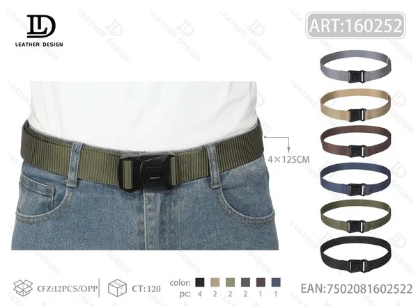 Cinturón táctico de nylon con hebilla de liberación rápida para hombre 4x125 cm