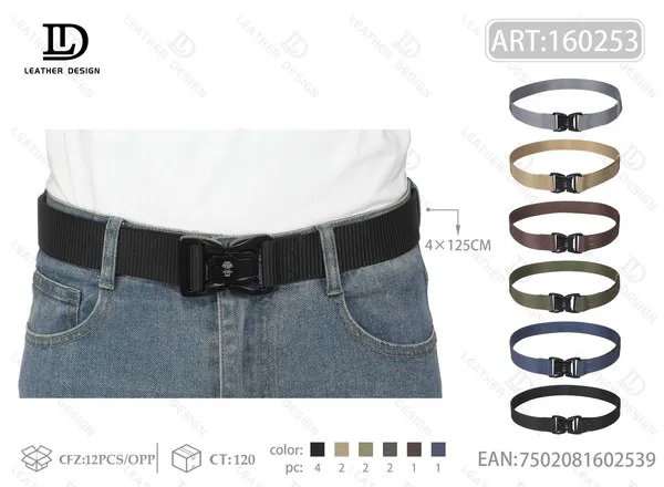 Cinturón táctico de nylon con hebilla tipo mariposa para hombre 4x125 cm