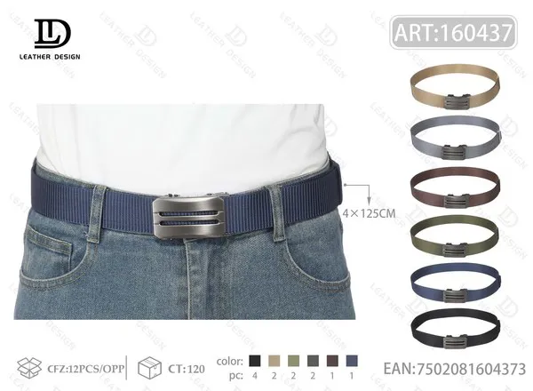 Cinturón de nylon con hebilla automática ranurada para hombre 4x125 cm