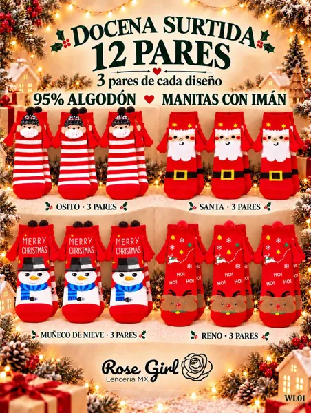 Calcetines navideños con imán