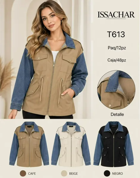 Chaqueta tipo cargo con mangas de mezclilla
