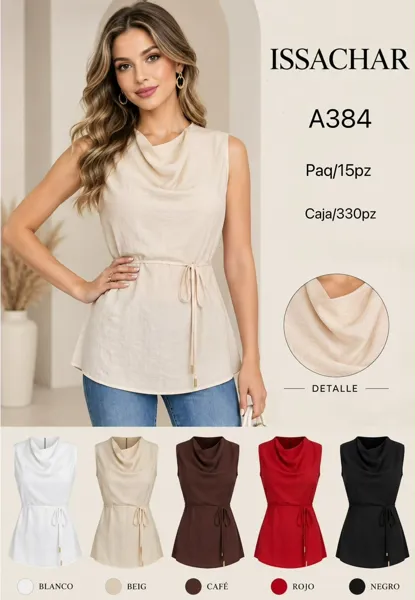 Blusa sin mangas con cuello drapeado