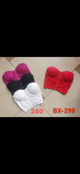 Corsé strapless bordado con cierre frontal para mujer