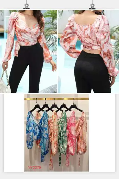 Blusa cruzada de manga larga