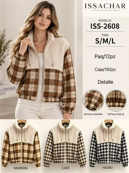 Chaqueta con cremallera y paneles de borrego