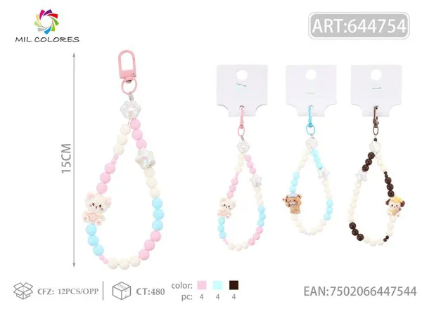Correa para celular con cuentas y osito 15cm