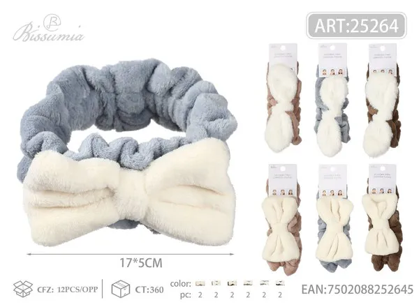 Diadema de felpa con moño para lavarse la cara