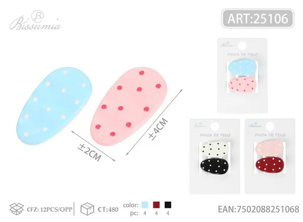 Broches de presión para cabello con lunares 4cm, 2 piezas