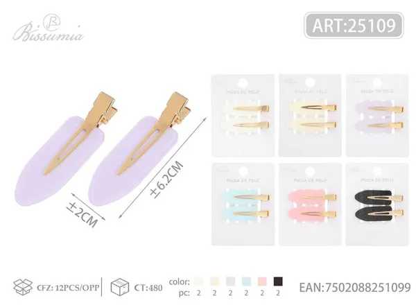 Pinzas de pico para cabello efecto gelatina con brillo 6cm, 2 piezas