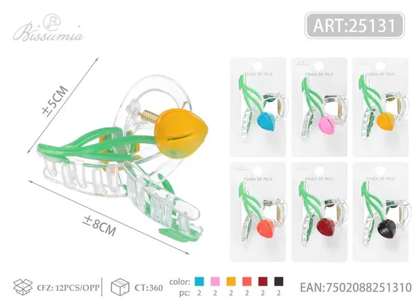 Pinza para cabello con tulipán 8cm