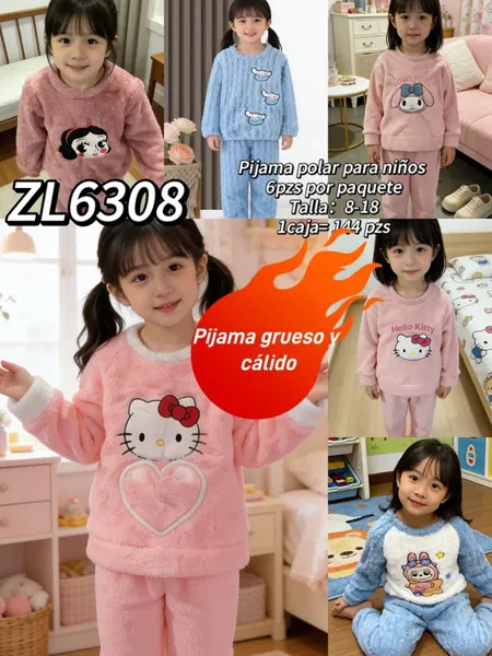 Pijama polar gruesa infantil con personajes