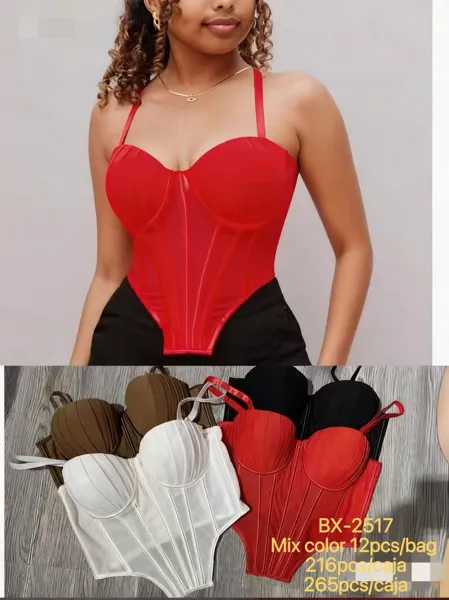 Corsé tipo top con tirantes y varillas