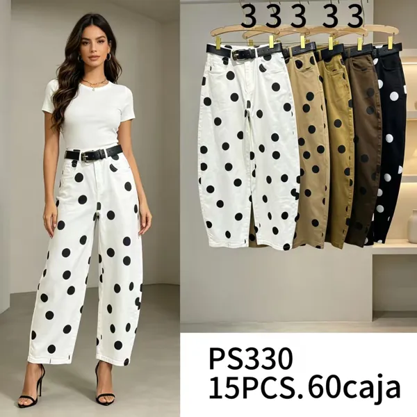 Pantalones de pierna ancha con estampado de lunares