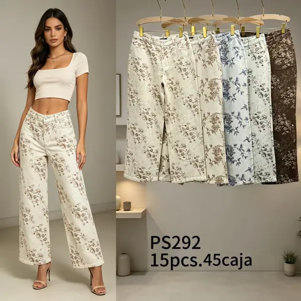 Pantalones de pierna ancha con estampado floral