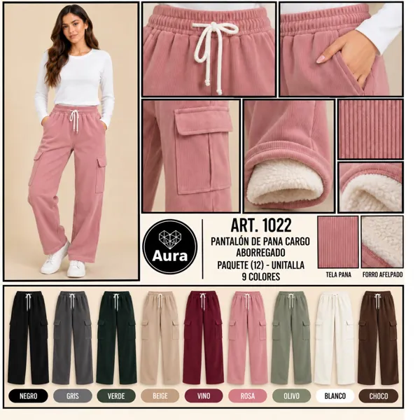Pantalón cargo de pana con forro aborregado