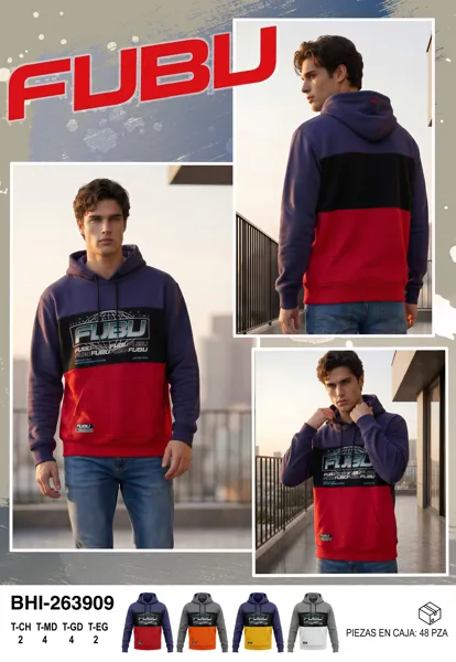 Sudadera con capucha bicolor con estampado para hombre