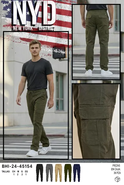 Pantalón cargo para hombre con bolsillos laterales