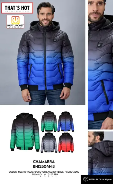 Chamarra acolchada degradada con capucha para hombre