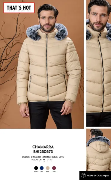 Chamarra acolchada con capucha de peluche para hombre