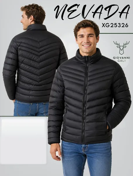 Chamarra acolchada para hombre con cuello alto