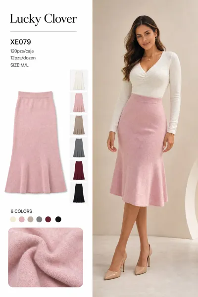 Falda midi de punto corte sirena