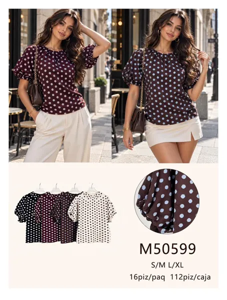 Blusa manga globo estampado lunares