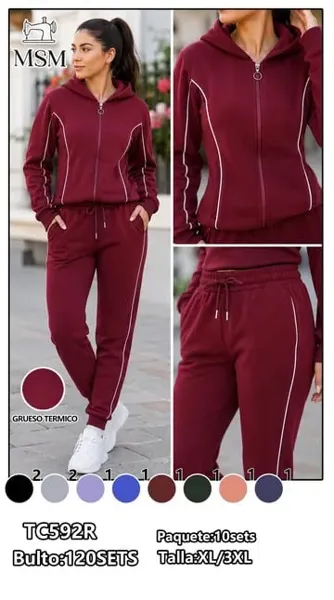Conjunto deportivo de sudadera con capucha y pantalón jogger térmico