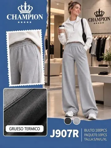Pantalón de pierna ancha de tela térmica gruesa