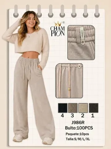 Pantalón de pierna ancha de punto con cordón