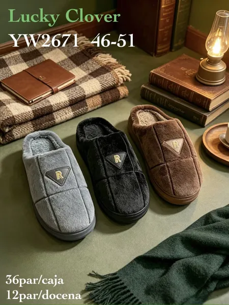 Pantuflas de invierno para hombre acolchadas con forro de peluche