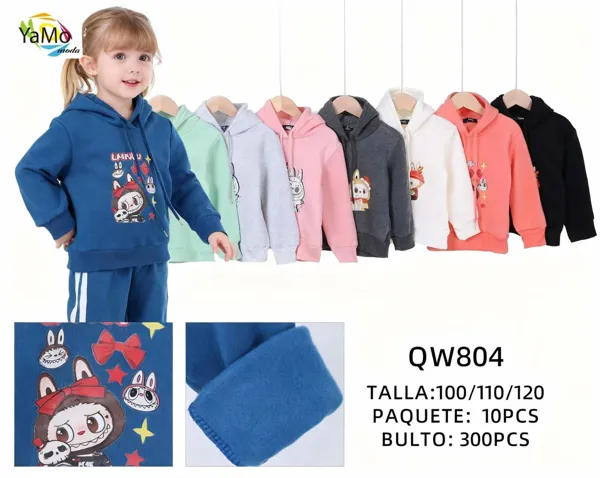 Conjunto infantil de sudadera con capucha estampada y pants