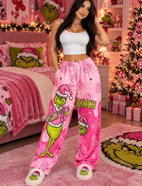 Pantalón de pijama de felpa del Grinch