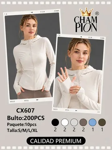 Chaqueta deportiva ajustada con capucha y orificio para pulgar